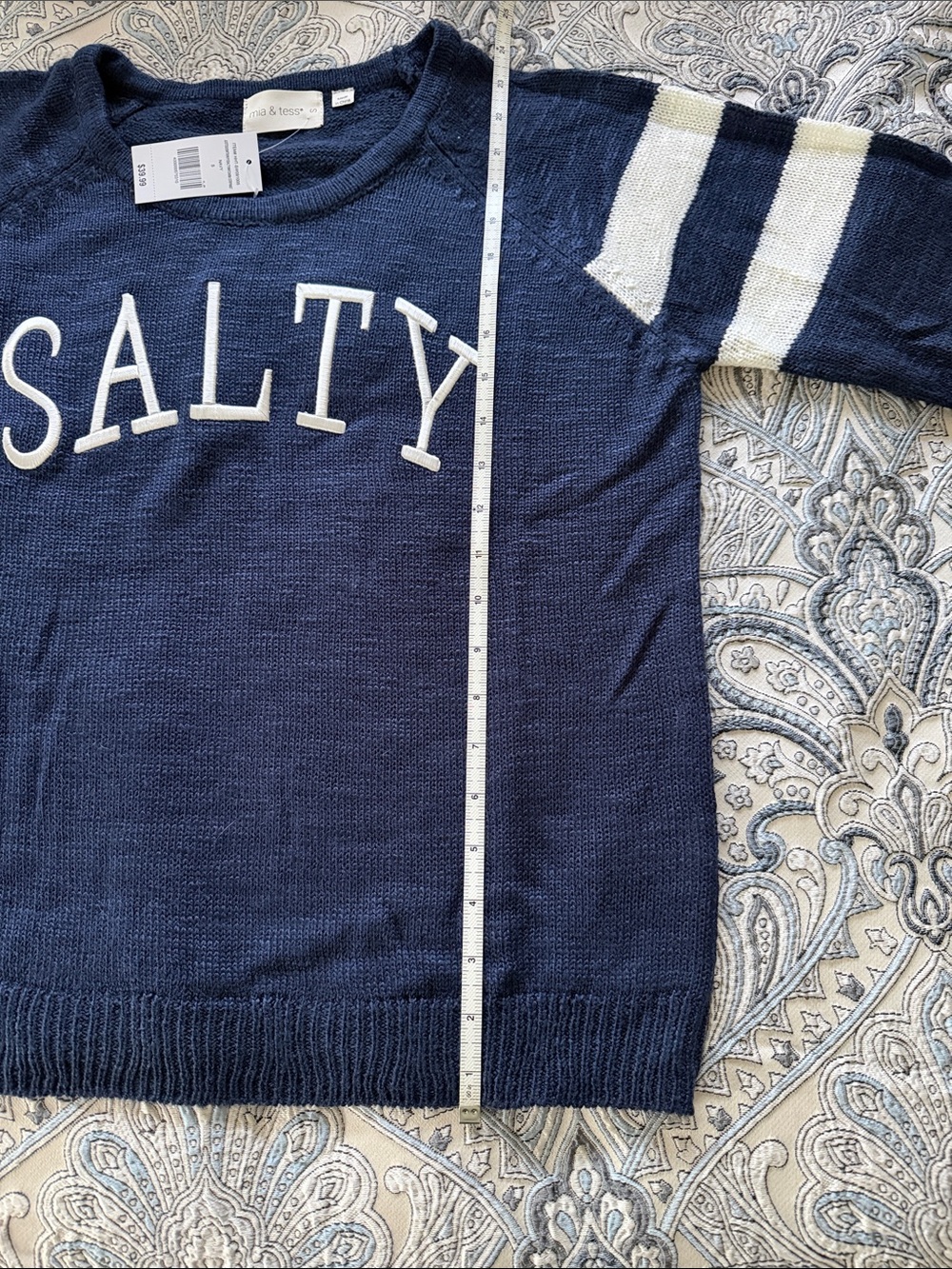 Mia & Tess Women’s Small Navy Crewneck “Salty” Sweater NWT - Picture 7 of 7